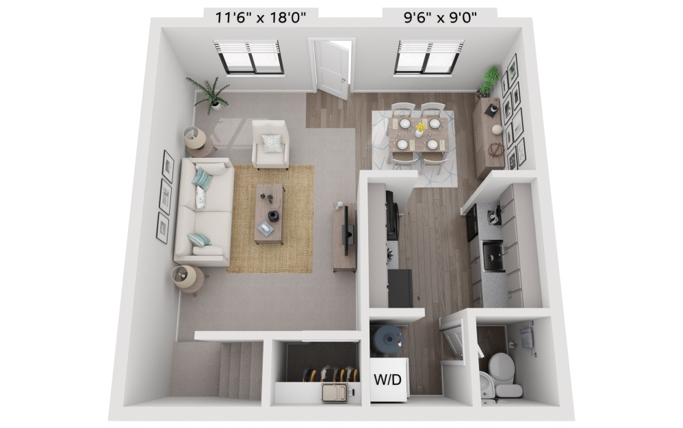 Delaware - 2 bedroom floorplan layout with 1.5 bathroom and 990 square feet (Floor 2)